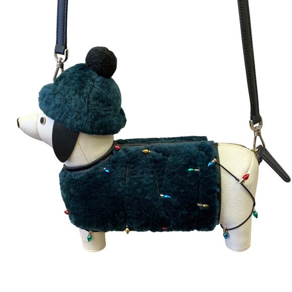 Kate Spade Claude Dachshund Holiday Crossbody Bag Peacock Sapphire Multicolor - Picture 1 of 7